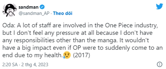 Oda tiết lộ điều gì sẽ xảy ra với One Piece nếu anh gặp sự cố - Ảnh 2.