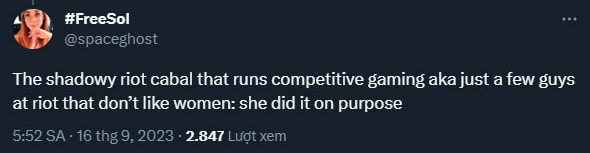 &quot;Một số ít những người đang điều hành Riot thực sự không thích phụ nữ: &quot;Cô ấy cố ý làm điều đó&quot; - nữ BLV bức xúc trước lời định tội của Riot dành cho cô