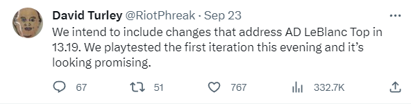 Riot Phreak thông báo chỉnh sửa LeBlanc sẽ được bổ sung vào phiên bản này