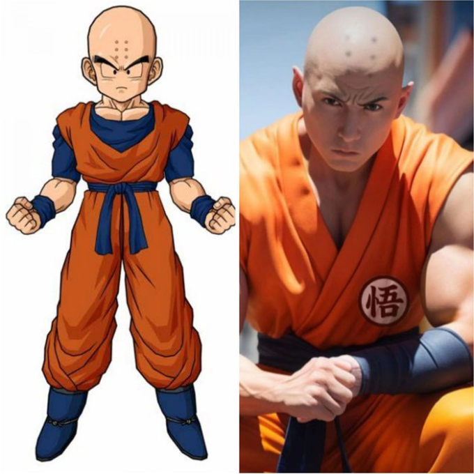 AI tạo ra các nhân vật Dragon Ball phiên bản đời thật, ngoại hình của Krillin gây sốc - Ảnh 3.