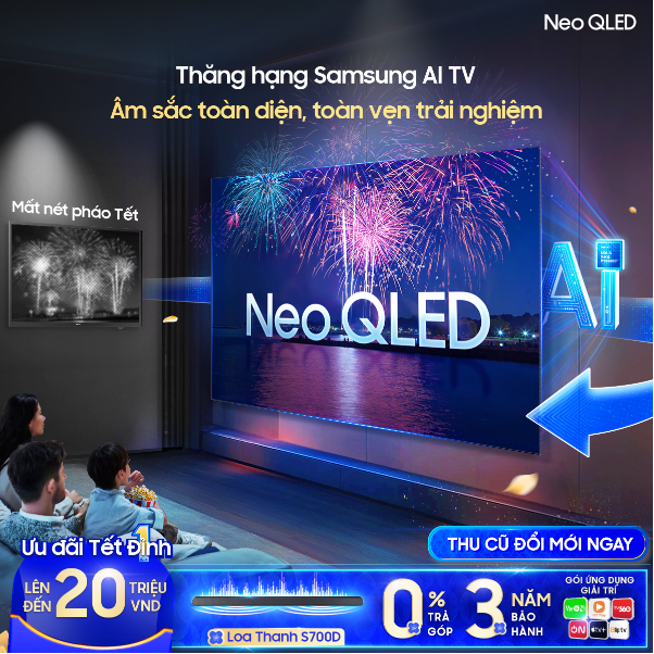 Thăng hạng màn hình Samsung AI TV, nhận khuyến mãi lớn đón Tết đỉnh- Ảnh 1. Thăng hạng màn hình Samsung AI TV, nhận khuyến mãi lớn đón Tết đỉnh- Ảnh 1.