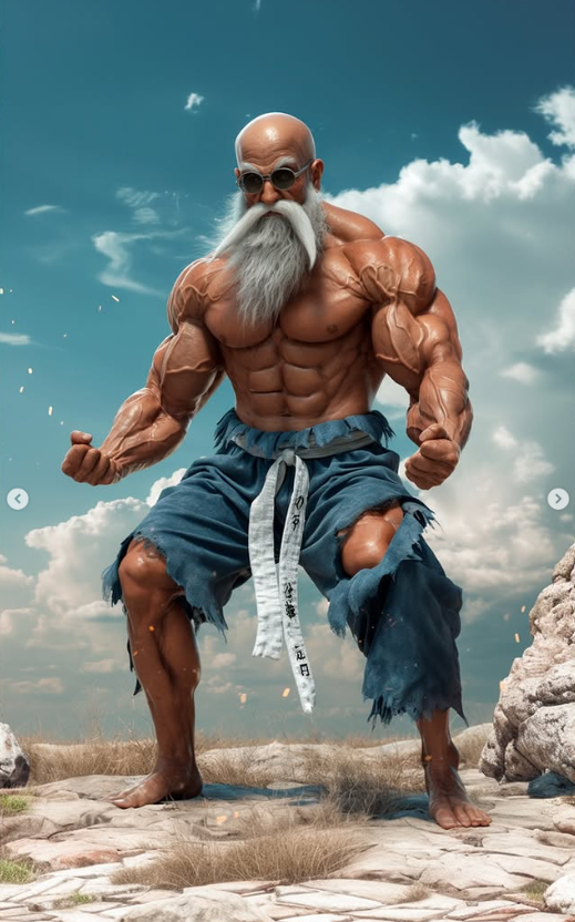 AI tái hiện Master Roshi ở trạng thái Max Power theo phong cách live-action- Ảnh 4.