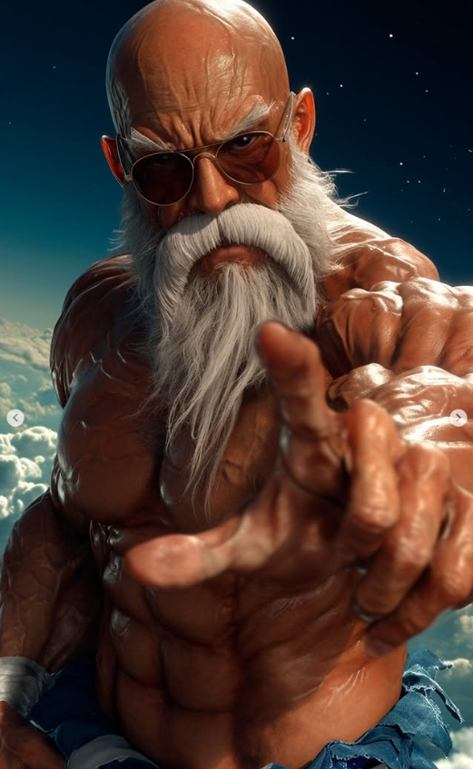 AI tái hiện Master Roshi ở trạng thái Max Power theo phong cách live-action- Ảnh 5.