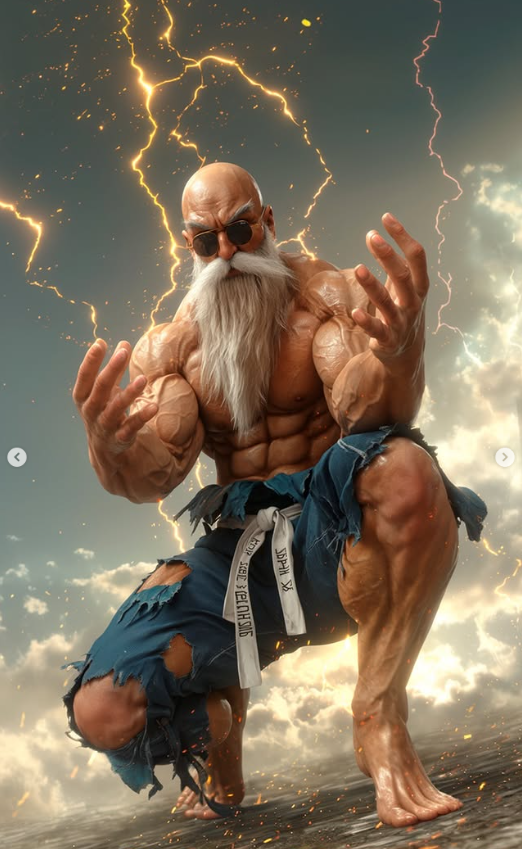 AI tái hiện Master Roshi ở trạng thái Max Power theo phong cách live-action- Ảnh 6.