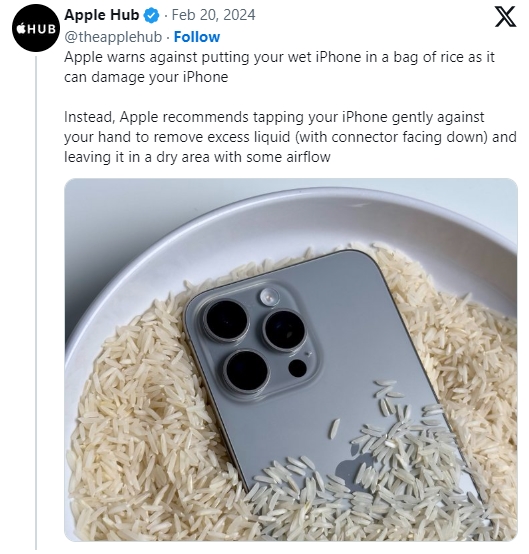 Apple: Không bỏ iPhone ướt vào thùng gạo - Ảnh 1.