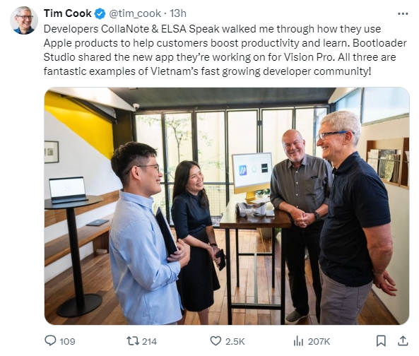 Lịch trình dày đặc của CEO Tim Cook tại Việt Nam - Ảnh 4.