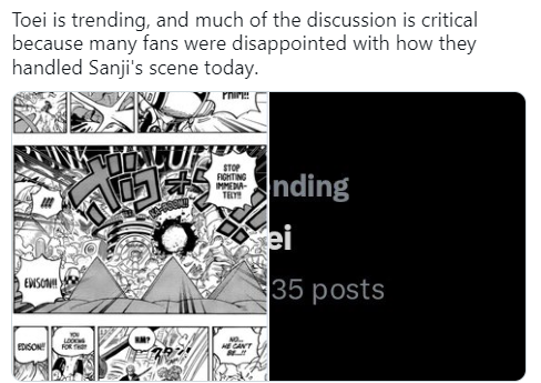 Fan One Piece phàn nàn vì Toei Animation đã thay đổi cảnh của Sanji trong manga
