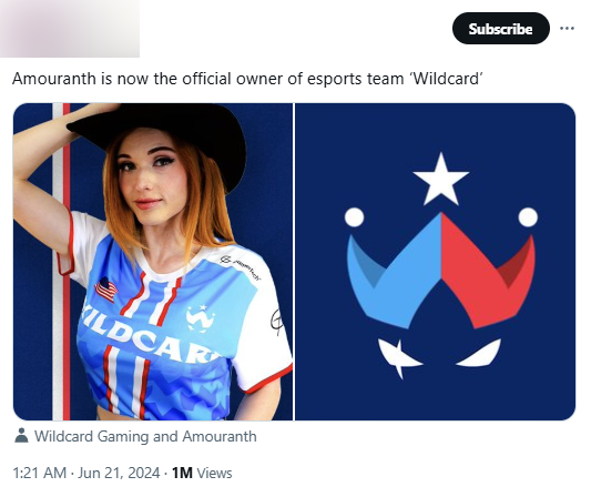 Cô vừa mua một đội Esports có tên Wildcard Gaming