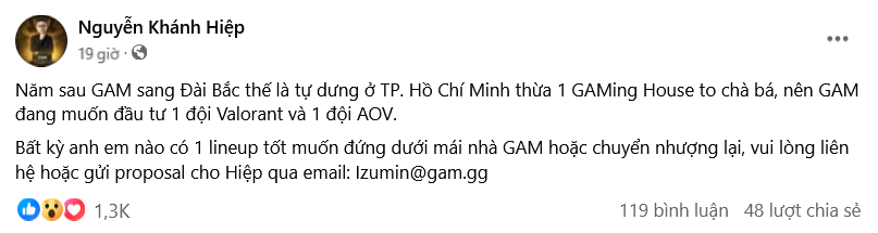 Nhưng theo COO Izumin, GAM LMHT sẽ rời khỏi VCS hoàn toàn. Nhưng theo COO Izumin, GAM LMHT sẽ rời khỏi VCS hoàn toàn.