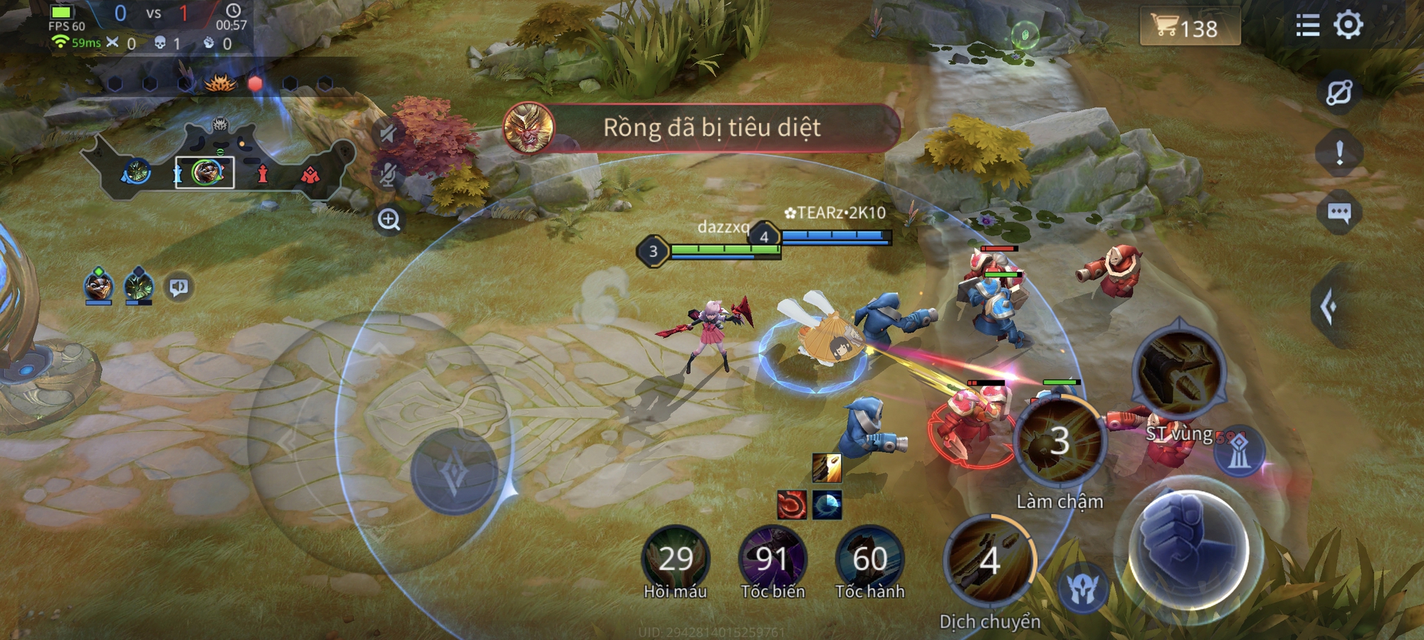 Trong quá trình chơi game, ở hầu hết các trường hợp, POCO X6 Pro có thể chơi mượt mà ở mức 60 FPS, chỉ trong một số ít trường hợp chiến game đông người thì FPS mới giảm xuống khoảng 55 FPS, không ảnh hưởng nhiều đến trải nghiệm.