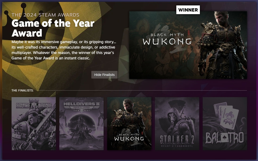 Black Myth: Wukong tiếp tục gặt giải ngày cuối năm, "ẵm luôn" 3 thành tựu lớn của Steam- Ảnh 2. Black Myth: Wukong tiếp tục gặt giải ngày cuối năm, "ẵm luôn" 3 thành tựu lớn của Steam- Ảnh 2.