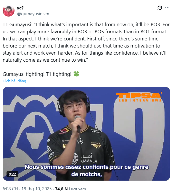 Giữa lúc khó khăn, Gumayusi vẫn có động thái động viên người hâm mộ T1- Ảnh 2. Giữa lúc khó khăn, Gumayusi vẫn có động thái động viên người hâm mộ T1- Ảnh 2.