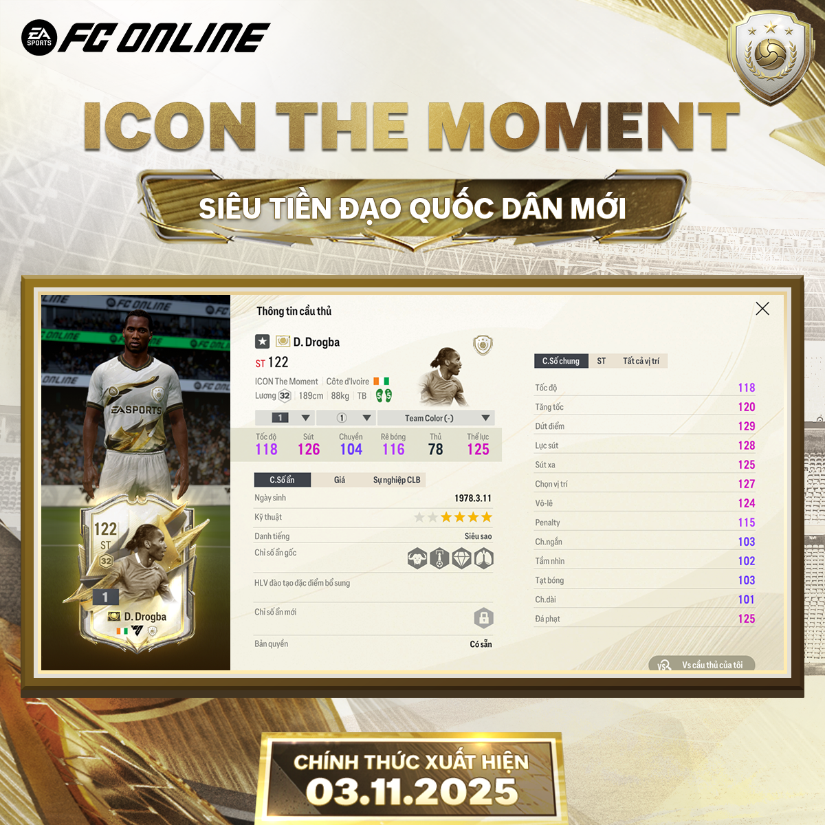 Huyền thoại Chelsea - "Voi Rừng" Drogba chính thức góp mặt trong FC Online- Ảnh 2. Huyền thoại Chelsea - "Voi Rừng" Drogba chính thức góp mặt trong FC Online- Ảnh 2.