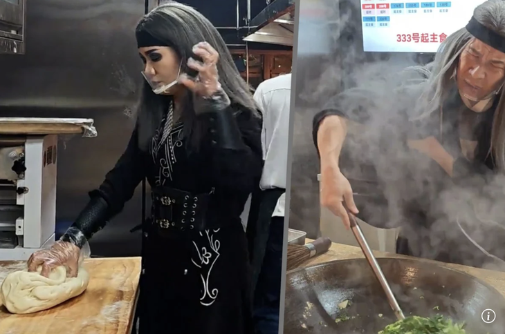 Trải nghiệm ẩm thực võ hiệp có 1-0-2, nhân viên cosplay Hoàng Dung bưng bê, Mai Siêu Phong nhồi bột gây sốt- Ảnh 1.