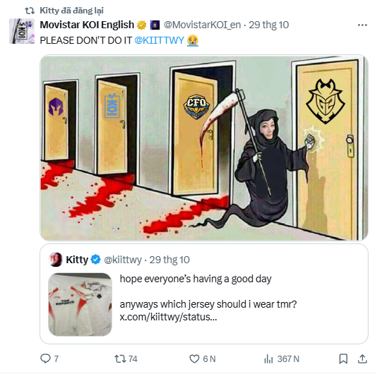 Chính nữ BLV còn chia sẻ lại một meme nói về aura của mình