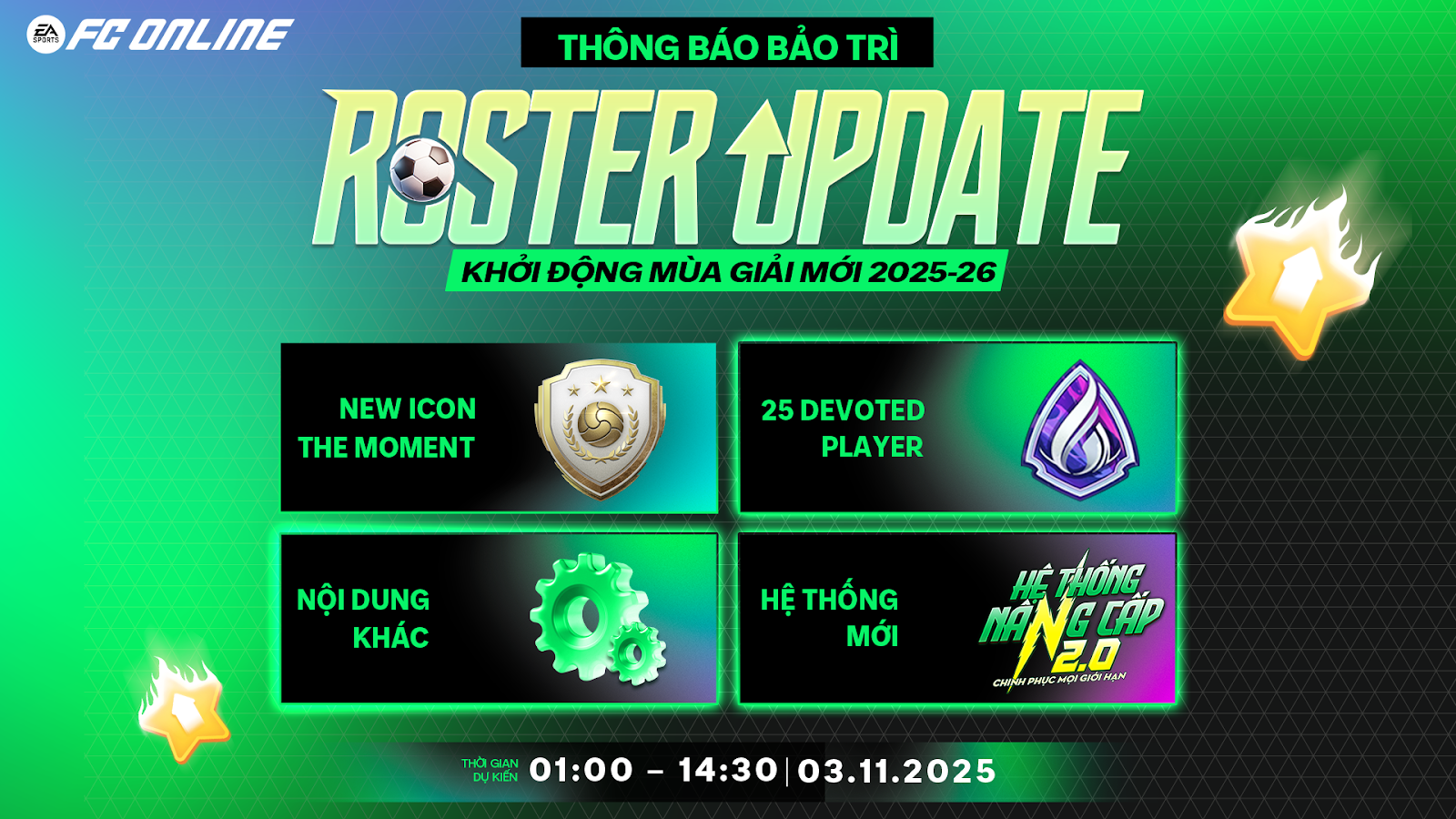 FC Online mang đến "siêu cập nhật" Roster Update 2025 với loạt thay đổi "khủng"- Ảnh 1. FC Online mang đến "siêu cập nhật" Roster Update 2025 với loạt thay đổi "khủng"- Ảnh 1.