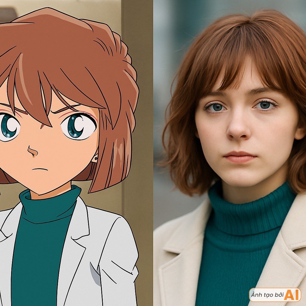 Animated characters becoming real: Haibara is unbelievably beautiful, why does Ran look so plain? 4 Haibara's stunning look.