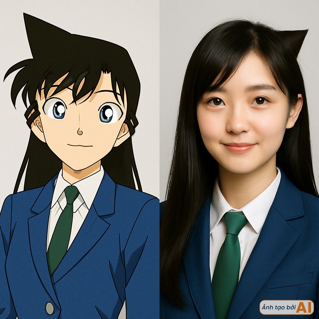 Animated characters becoming real: Haibara is unbelievably beautiful, why does Ran look so plain? 3 Ran's realistic appearance.