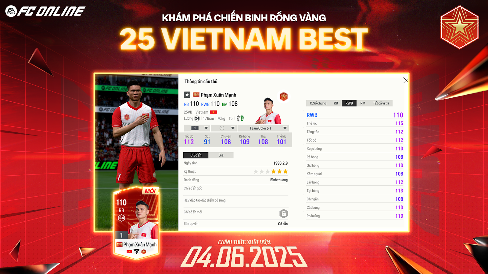 CỰC HOT: Siêu hậu vệ Phạm Xuân Mạnh và huyền thoại Dương Hồng Sơn chính thức góp mặt trong FC Online- Ảnh 2. CỰC HOT: Siêu hậu vệ Phạm Xuân Mạnh và huyền thoại Dương Hồng Sơn chính thức góp mặt trong FC Online- Ảnh 2.