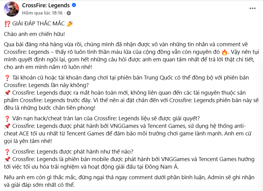 Giải đáp thắc mắc cho anh em game thủ, Crossfire: Legends khẳng định dẹp tan nỗi ám ảnh nhất của game thủ- Ảnh 2. Giải đáp thắc mắc cho anh em game thủ, Crossfire: Legends khẳng định dẹp tan nỗi ám ảnh nhất của game thủ- Ảnh 2.