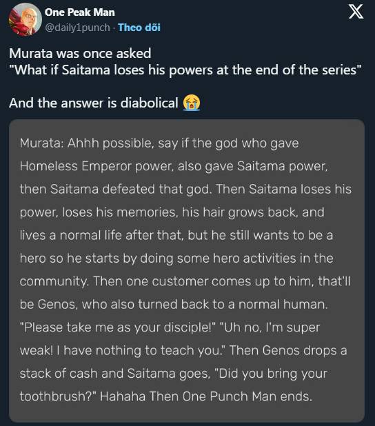 Kết thúc của One Punch Man: Saitama mất hết sức mạnh, mọc lại tóc và trở về làm "người bình thường"?- Ảnh 1.