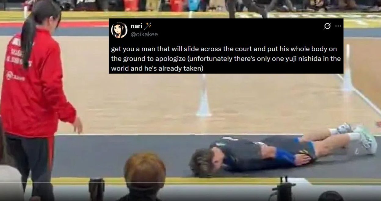 Ngôi sao bóng chuyền gây bão toàn cầu với cú "trượt dài" xin lỗi đúng chất anime Haikyuu!!- Ảnh 1.