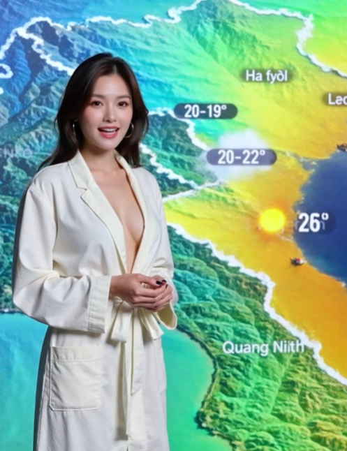 Cảnh báo: Sử dụng AI để tạo ra nữ MC dự báo thời tiết ăn mặc hở hang, phản cảm- Ảnh 2.