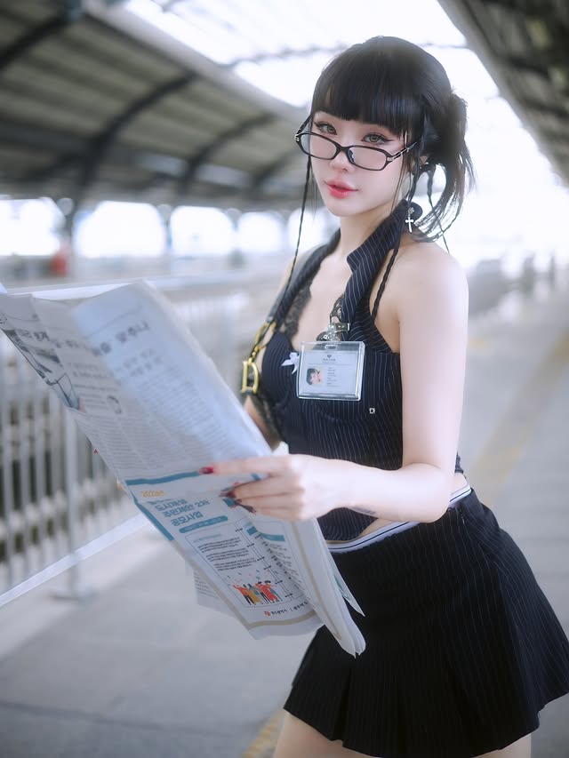 Chụp ảnh trên tàu điện, hot girl bất ngờ viral nhờ phong cách giống hệt nhân vật game- Ảnh 2.