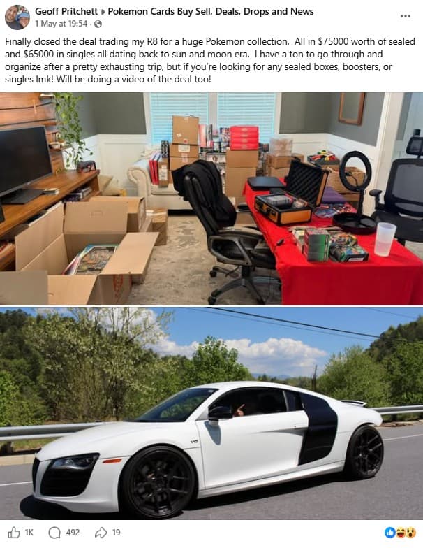 Đổi siêu xe Audi R8 lấy... một mớ thẻ bài: Thương vụ "ngược đời" khiến cộng đồng Pokemon ngỡ ngàng- Ảnh 1.