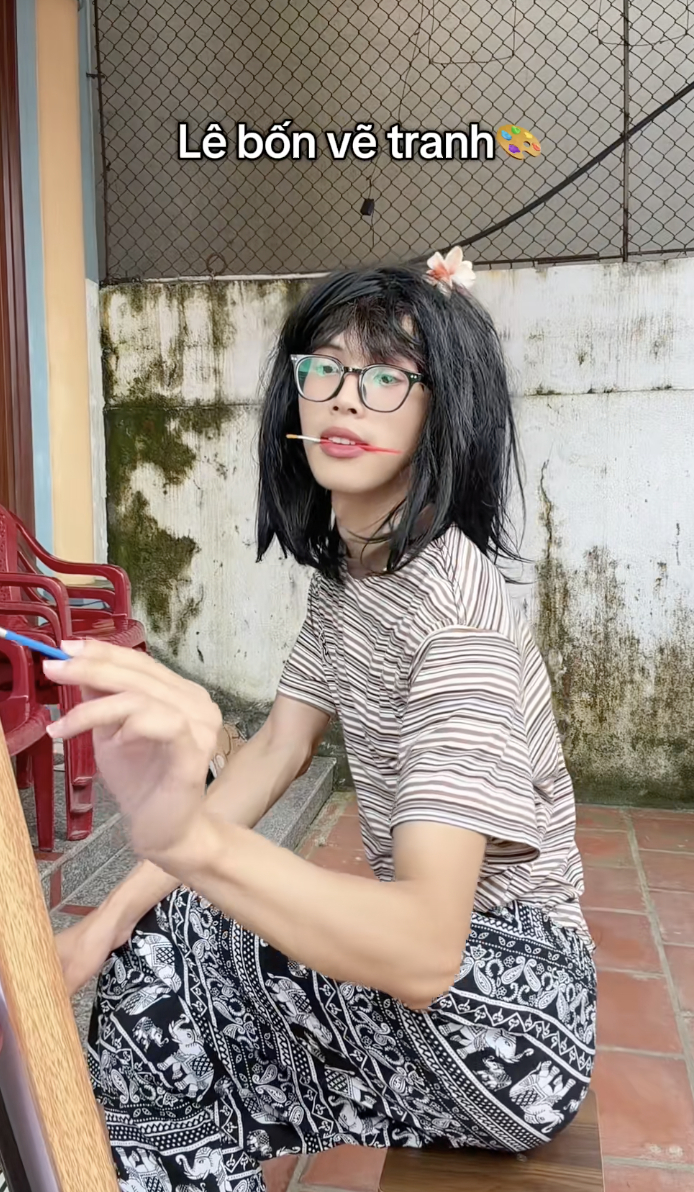 Cả TikTok hóa Lê Bống: Miệng ngậm cọ, tay tô màu, mắt nhìn xa xăm- Ảnh 7.