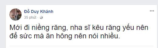  Levi đăng status đầy ẩn ý. Không rõ vị nha sĩ của Levi khuyên anh chàng hay Optimus không nên nói nhiều 