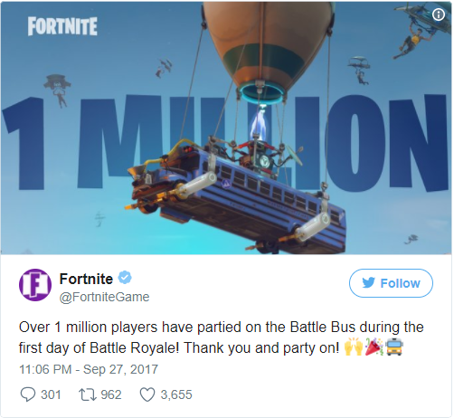 Fortnite: Battle Royale thiết lập thành tích siêu khủng: 1 triệu lượt chơi trong 24 giờ đầu tiên