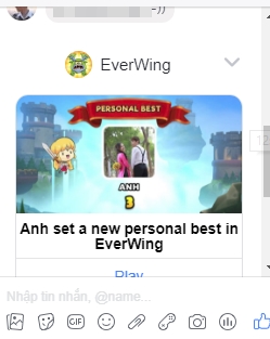  Chỉ cần click vào chơi EverWing, bạn sẽ tự động gửi tin nhắn mời chơi tới những người bạn của mình 