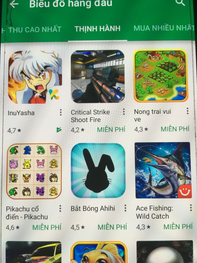  InuYasha Mobile đứng Top 1 trên GooglePlay ngay sau khi ra mắt vào giữa tháng 9 vừa qua 