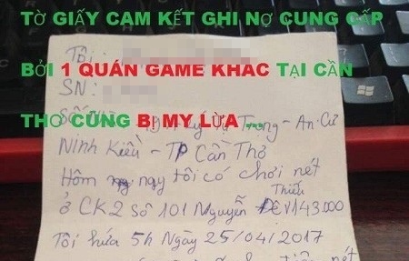 Hình ảnh tờ giấy cam kết ghi nợ của cô gái này