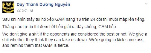 LMHT: Siêu sao Gigabyte Marines tức giận vì trang tin quốc tế coi thường Việt Nam, xếp hạng GAM 18/24 đội tại CKTG