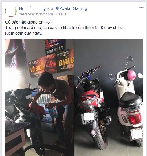Quán game quá vắng, một chủ net Việt mở dịch vụ lau xe cho khách đến chơi