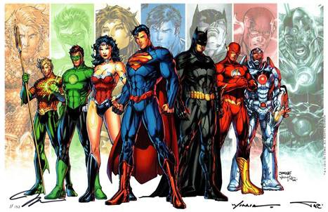 Aquaman, Green Lantern, Wonder Woman, Batman, The Flash và Cyborg