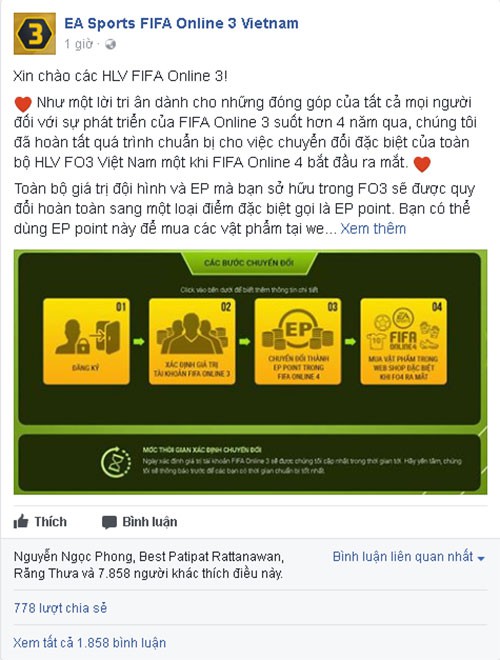 Garena Việt Nam công bố chính sách đền bù FIFA Online 3