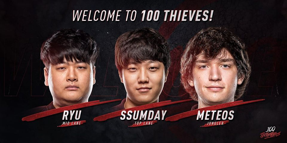  Yoo “Ryu” Sang-wook, Kim “ssumday” Chan-ho và William “Meteos” Hartman chính thức gia nhập 100 Thieves 