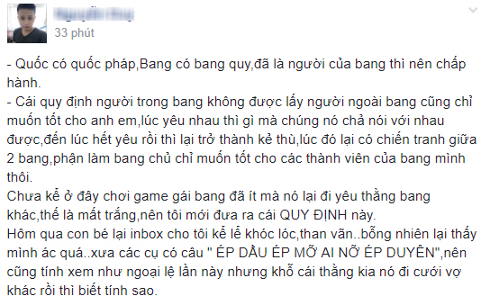  Liệu nếu có lần sau thì vị bang chủ cứng nhắc này có tiếp tục ngoại lệ? 