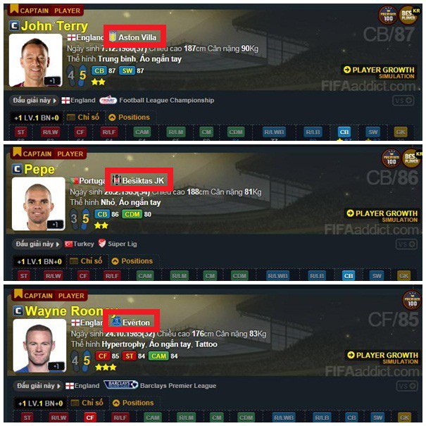 FIFA Online 3: Một vài thẻ cầu thủ mùa LP, CP và CC sẽ được buff team color câu lạc bộ mới