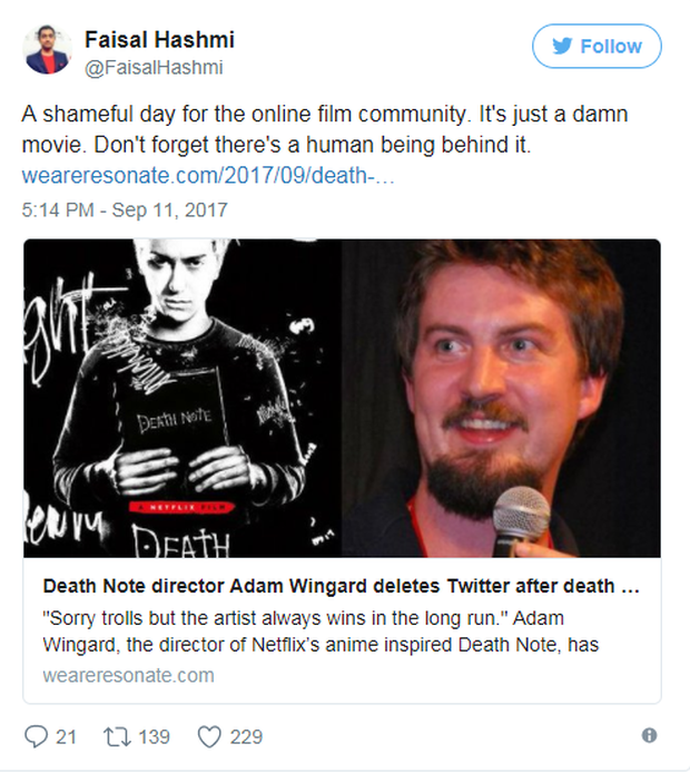 Đạo diễn phim Death Note bị fan dọa giết đến mức phải xóa tài khoản Twitter