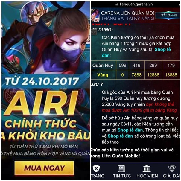 Liên Quân Mobile: Airi chính thức ra khỏi Kho Báu và được mở bán theo kiểu “dị” nhất từ trước tới nay