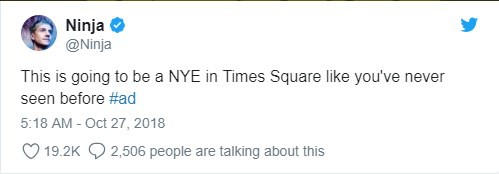 Khẳng định vị thế số 1, Ninja được mời stream xuyên giao thừa tại Time Square - Ảnh 2.