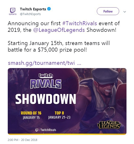 Twitch - Nền tảng Stream hàng đầu thế giới sẽ tổ chức một giải đấu LMHT của riêng mình vào đầu năm 2019 - Ảnh 2.