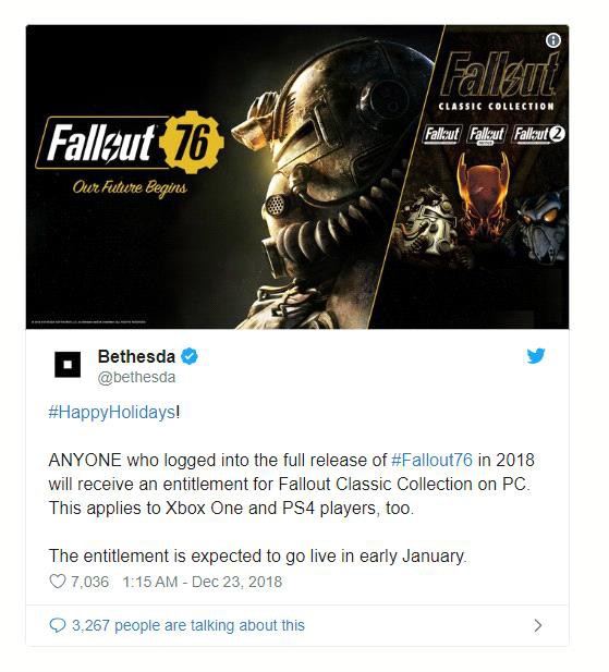 Xin lỗi game thủ vì bom xịt Fallout 76, Bethesda quyết định tặng miễn phí 100% Fallout Classic Collection - Ảnh 2.