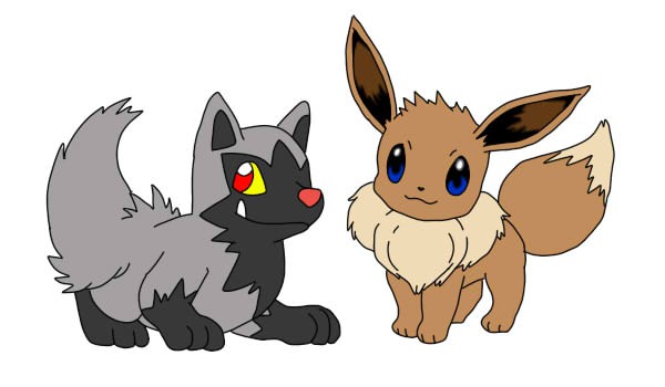  Eevee và Poochyena là 2 chú Pokemon cầm tinh con gâu gâu vô cùng dễ thương 