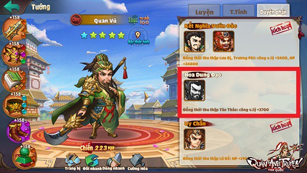  Mối quan hệ của Quan Vũ và Tào Tháo được thể hiện qua hệ thống Duyên Phận trong game online 