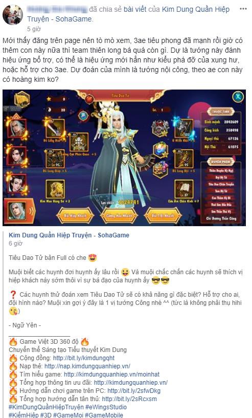 Tiêu Dao Tử bất ngờ được hé lộ trên fanpage Kim Dung Quần Hiệp Truyện ngay trước thềm update